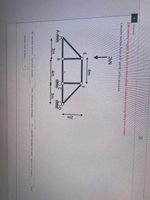 Solved 3 20 points (calculation suggest to solve the problem | Chegg.com