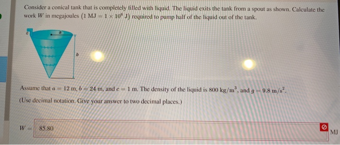 Consider A Conical Tank That Is Completely Filled Chegg Com