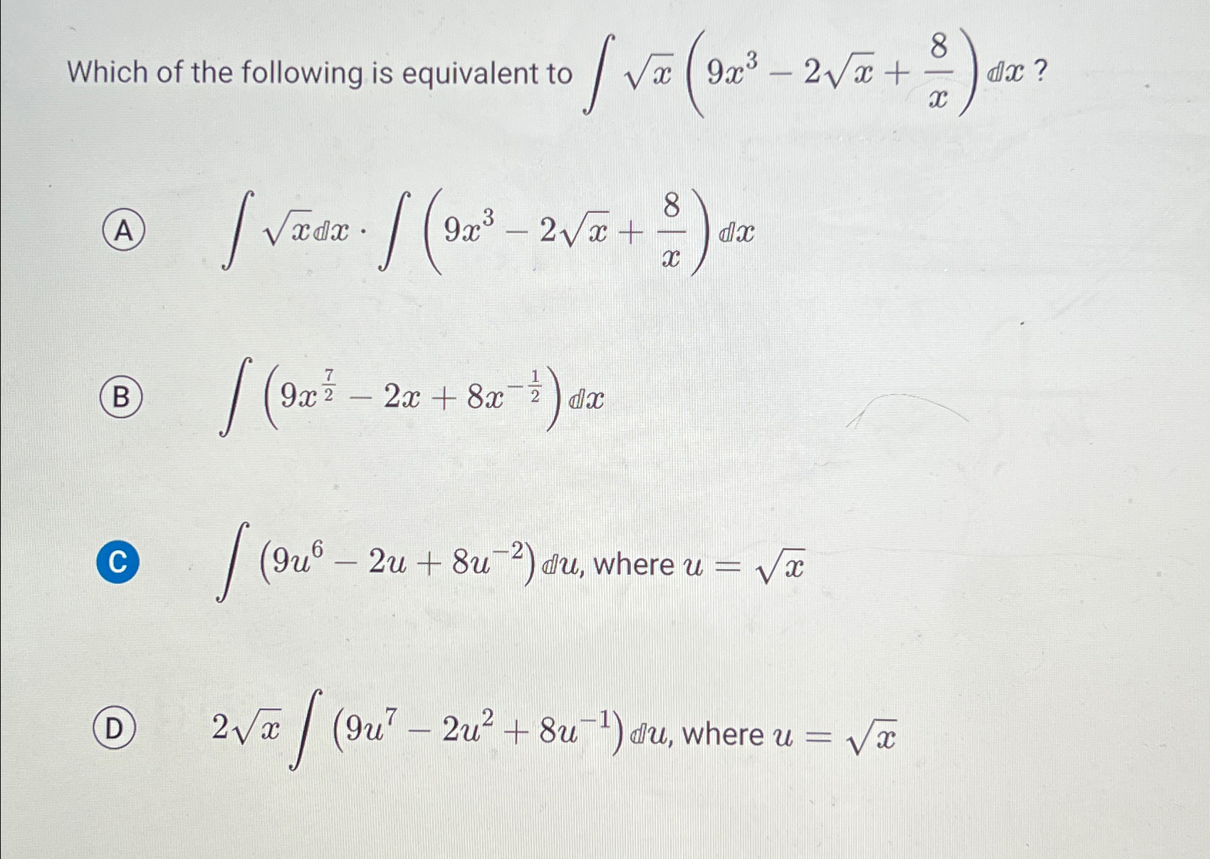 Solved Which of the following is equivalent to | Chegg.com
