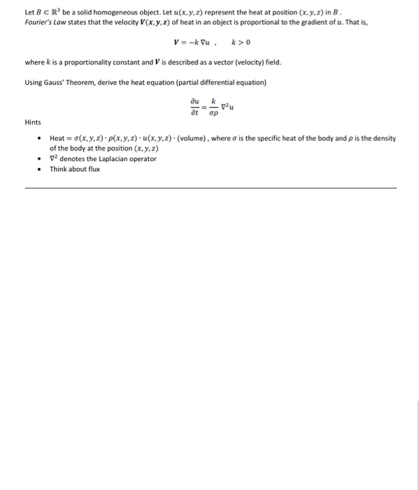 Solved Let B C R Be A Solid Homogeneous Object Let U X Chegg Com