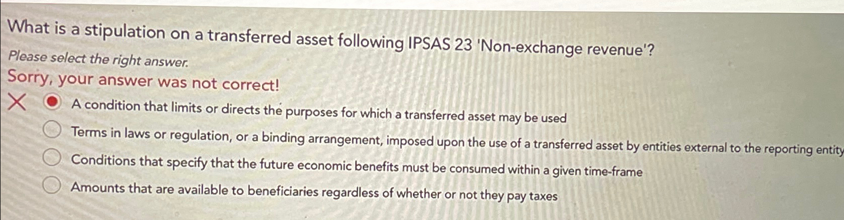 Solved What is a stipulation on a transferred asset | Chegg.com