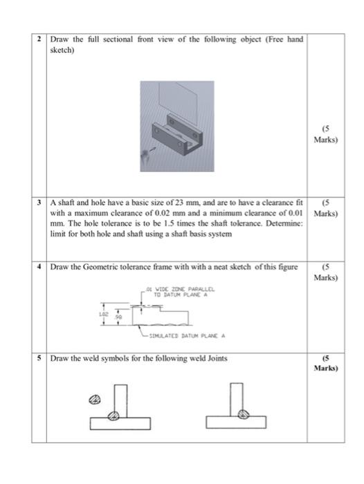 Solved 2 Draw the full sectional front view of the following | Chegg.com