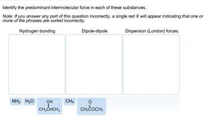 Identify The Predominant Intermolecular Force In Each Chegg 