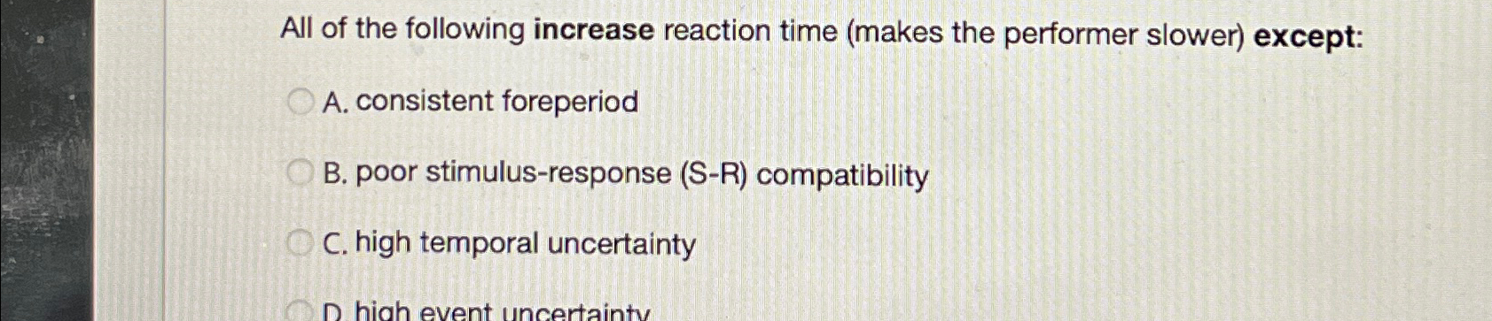 Solved All of the following increase reaction time (makes | Chegg.com