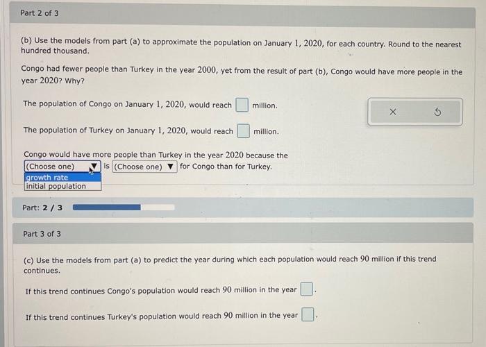 Solved The populations of two countries are given for | Chegg.com
