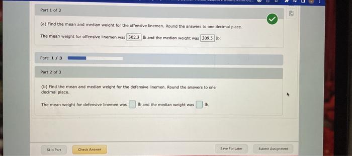 Solved Heavy football players: following are the weights, in | Chegg.com