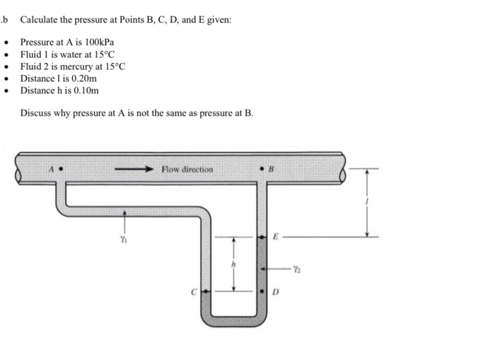 Solved .b Calculate the pressure at Points B, C, D, and E | Chegg.com