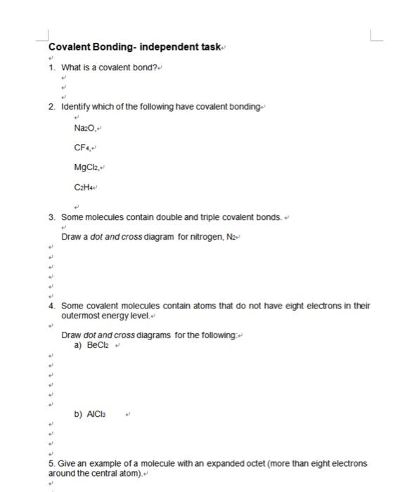 Solved Covalent Bonding independent task 1. What is a Chegg