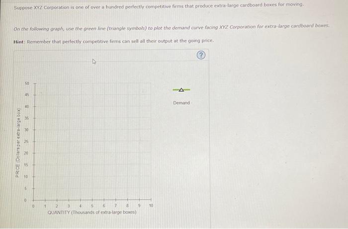 Suppose XYZ Corporation is one of over a hundred perfectly competitive firms that produce extra-Large cardboard boxes for mov
