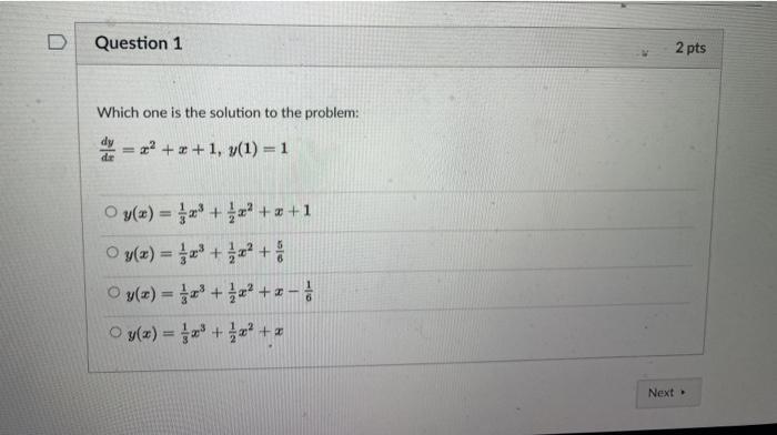 Solved Question 1 2 pts Which one is the solution to the | Chegg.com