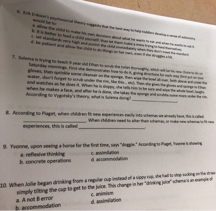 Solved . Erik Erikson s psychosocial theory suggests that Chegg