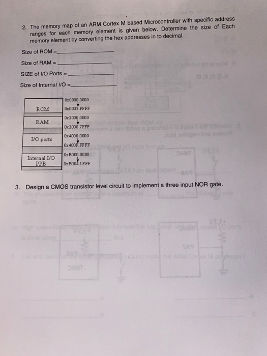 Solved 2 The Memory Map Of An Arm Cortex M Based Chegg Com