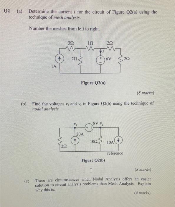 2 (a) Determine the current \( i \) for the circuit of Figure Q2(a) using the technique of mesh analysis.
Number the meshes f