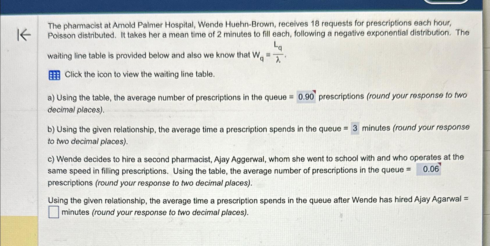 Solved The pharmacist at Arnold Palmer Hospital, Wende
