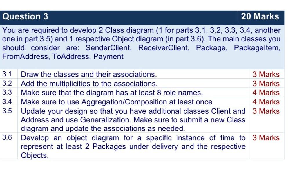 Solved You are required to develop 2 Class diagram (1 for | Chegg.com