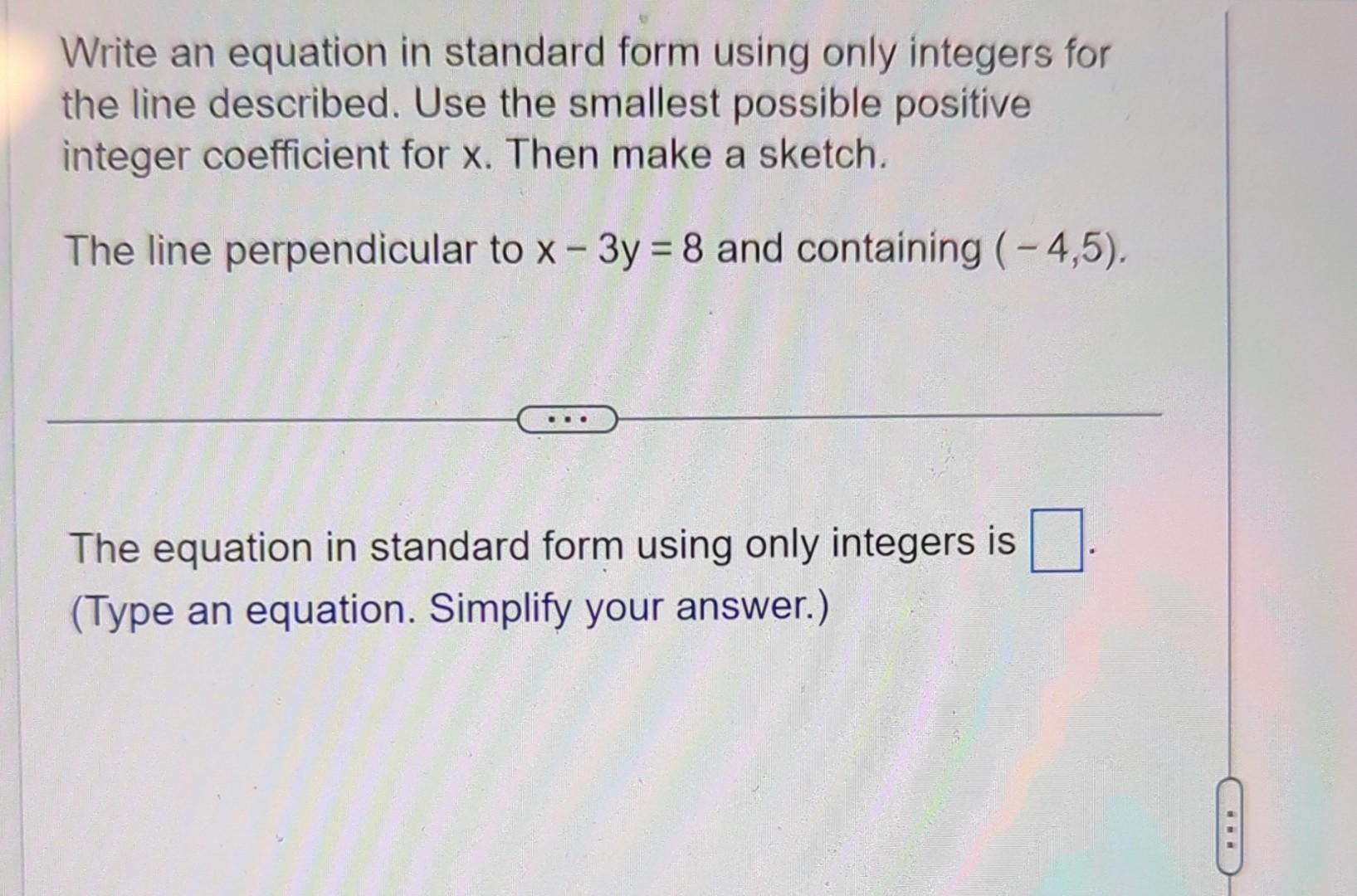 Solved Write an equation in standard form using only