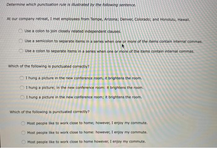 Solved Determine Which Punctuation Rule Is Illustrated By Chegg Com