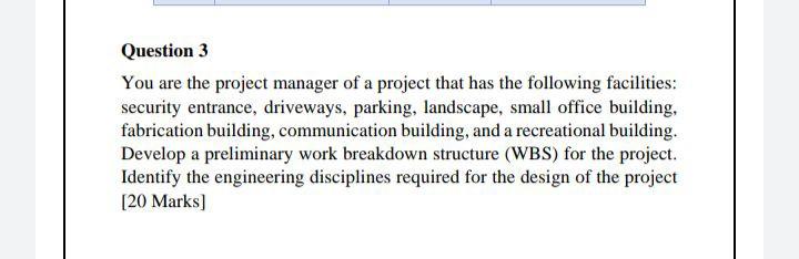 Solved Question 3 You are the project manager of a project | Chegg.com