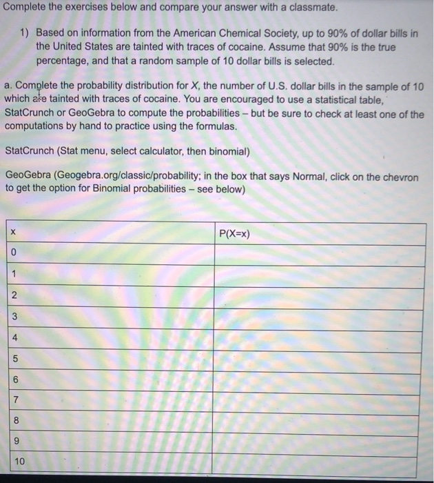 Solved Complete the exercises below and compare your answer | Chegg.com