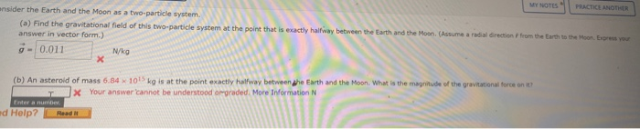Solved MY NOTES PRACTICE ANOTHER onsider the Earth and the | Chegg.com