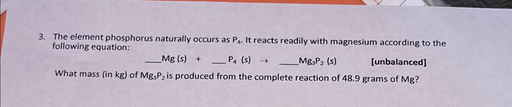 Solved The element phosphorus naturally occurs as P4. ﻿It | Chegg.com