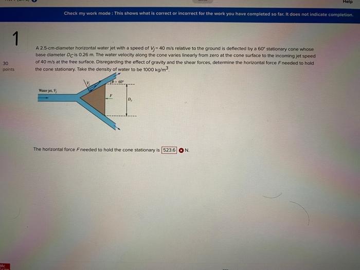 Solved A 2.5-cm-diameter horizontal water jet with a speed | Chegg.com