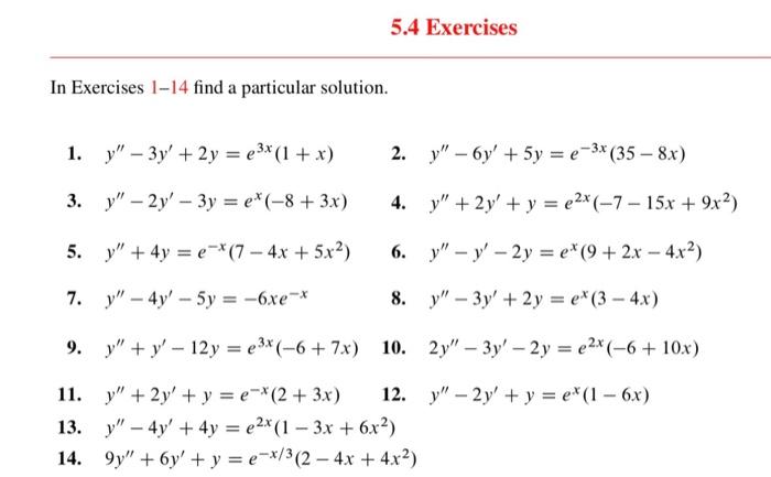 Solved In Exercises 1-14 find a particular solution. 1. | Chegg.com