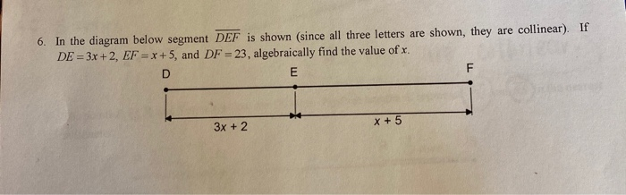 Solved 6 In The Diagram Below Segment Def Is Shown Sinc Chegg Com