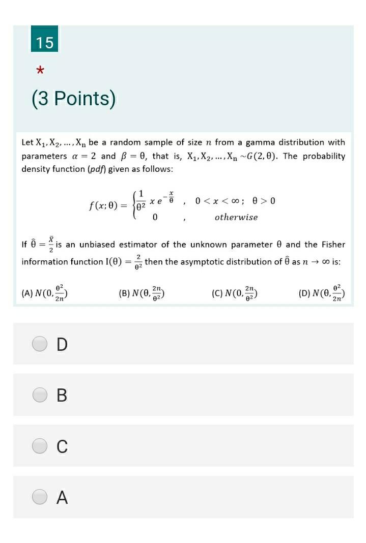 Solved 15 3 Points Let X1 X2 X Be A Random Sa Chegg Com