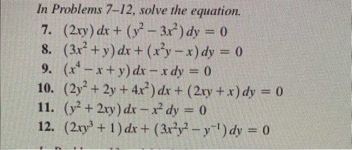 Solved In Problems 7-12, solve the equation. 7. | Chegg.com