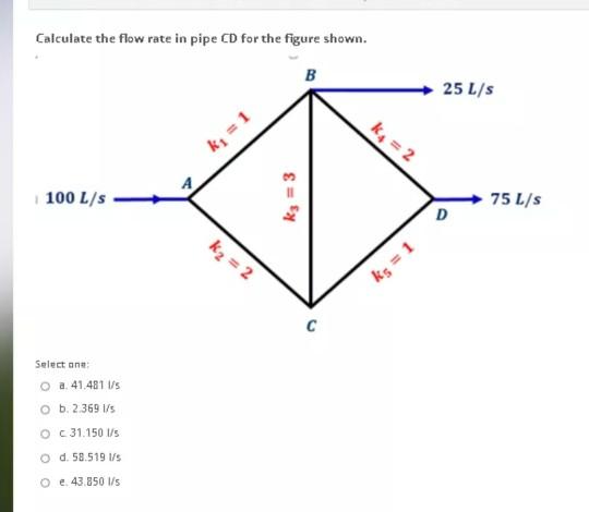 Solved Calculate the flow rate in pipe CD for the figure | Chegg.com