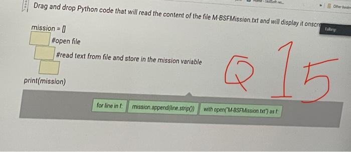 Solved Drag and drop Python code that will read the content | Chegg.com