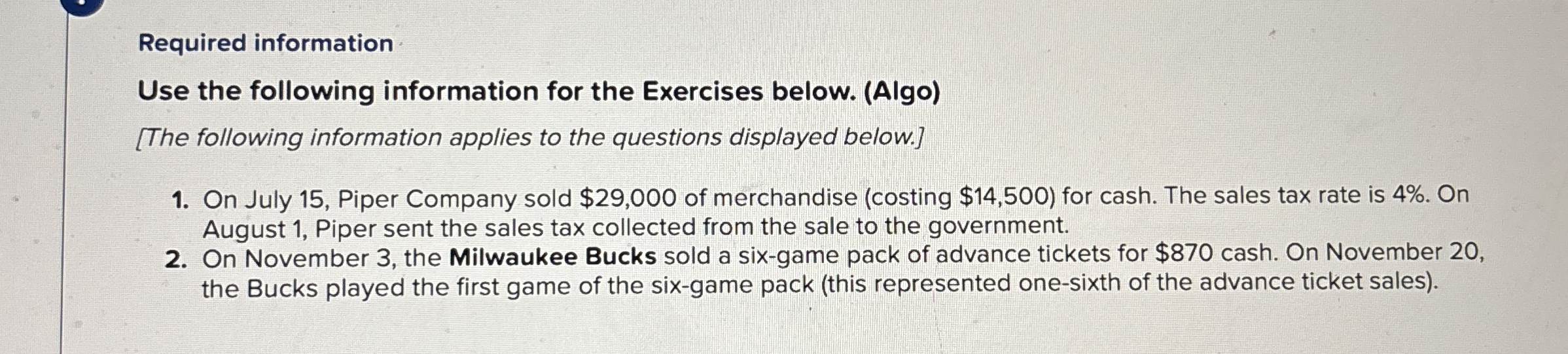 Solved Required informationUse the following information for | Chegg.com