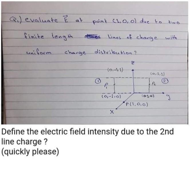 E Q Evaluate I At Point 1 0 0 Due To Two Finite Chegg Com