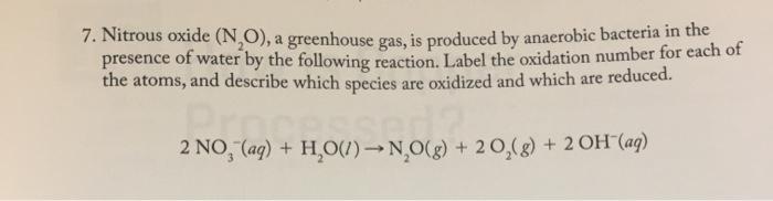 Solved 7. Nitrous oxide (NO), a greenhouse gas, is produced | Chegg.com