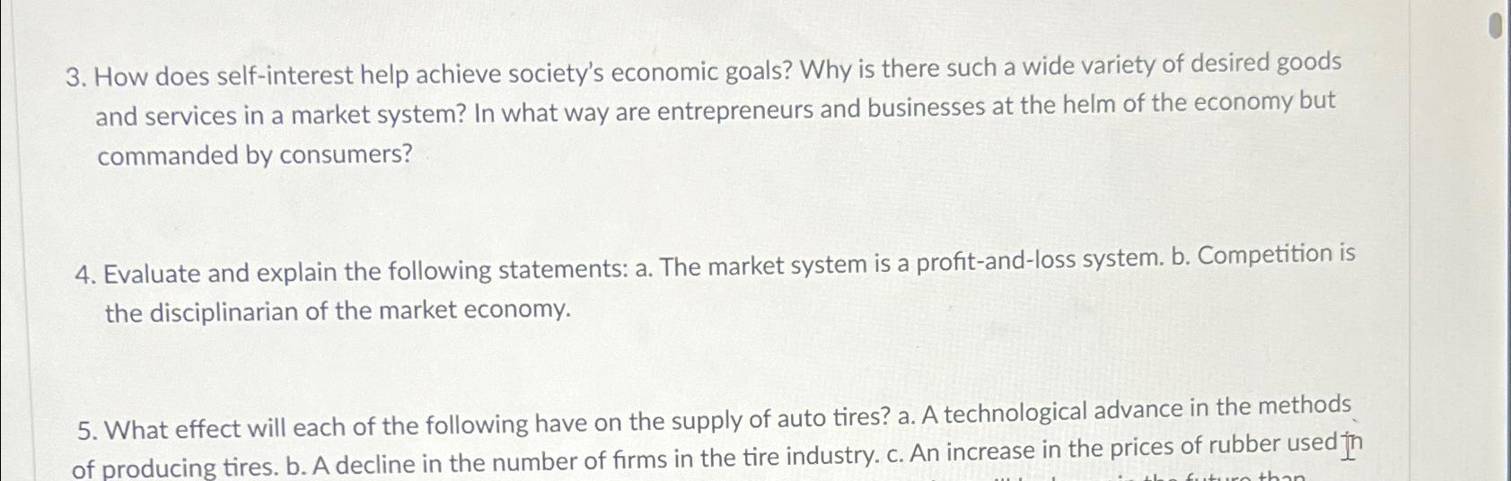 Solved How Does Self Interest Help Achieve Society S Chegg