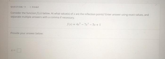 Solved QUESTION T 1 POINT Consider the function for) below. | Chegg.com