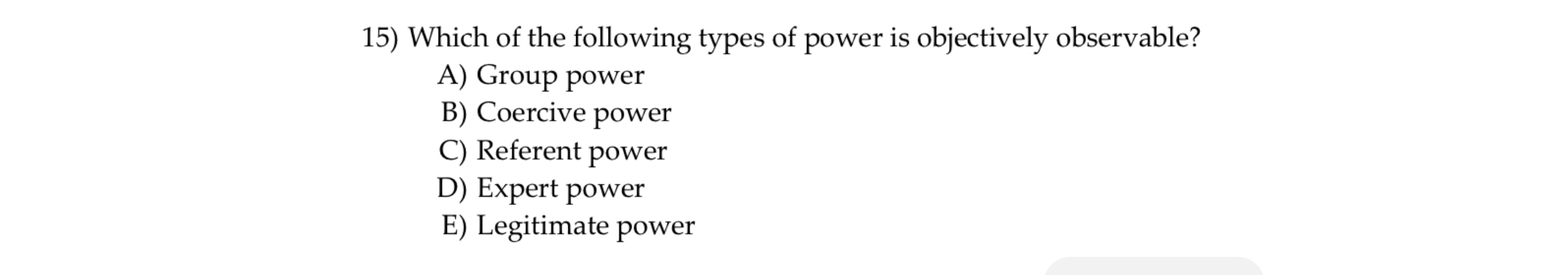 Solved Which of the following types of power is objectively | Chegg.com