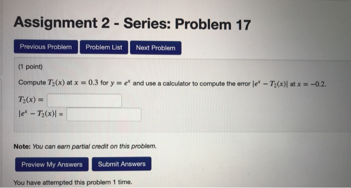 Solved Assignment 2 - Series: Problem 17 Previous Problem | Chegg.com