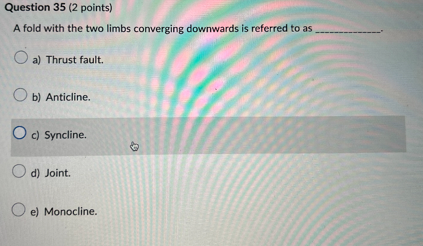 Solved Question 35 (2 ﻿points)A fold with the two limbs | Chegg.com