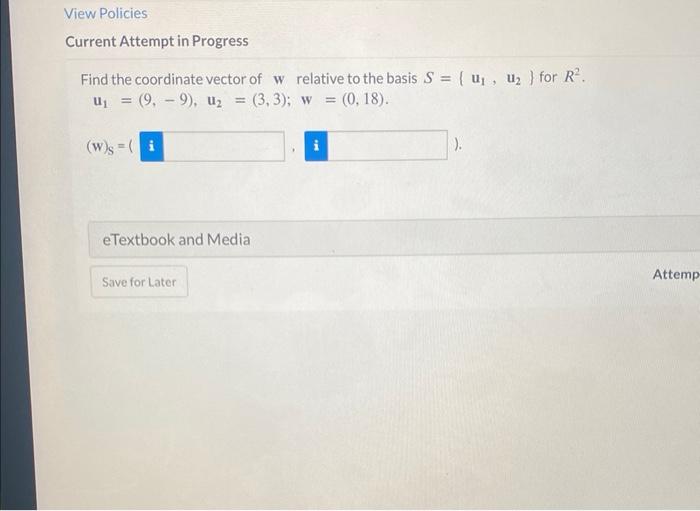 Solved Find the coordinate vector of w relative to the basis | Chegg.com
