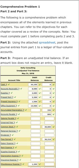 Comprehensive Problem 1 Part 1: The following is a | Chegg.com