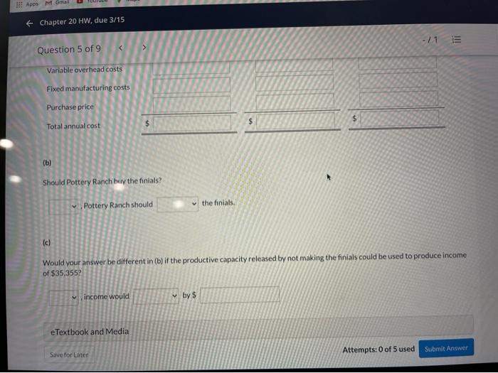 Solved + Chapter 20 HW, due 3/15 Question 5 of 9 -/1 View | Chegg.com