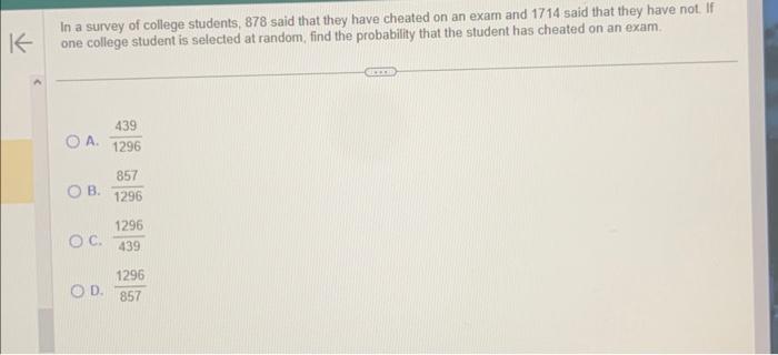 Solved In a survey of college students, 878 said that they | Chegg.com