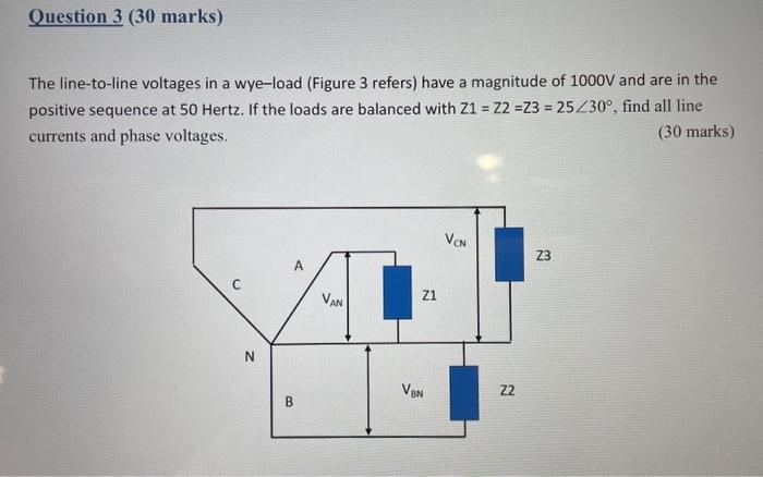 Solved The line-to-line voltages in a wye-load (Figure 3 | Chegg.com