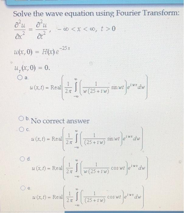 Solved Solve the wave equation using Fourier Transform: ਰ su | Chegg.com