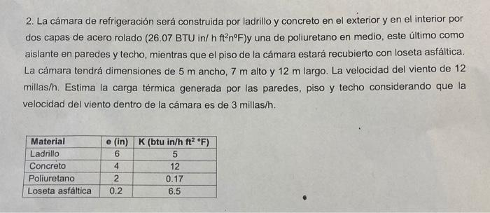 2. La cámara de refrigeración será construida por ladrillo y concreto en el exterior y en el interior por dos capas de acero