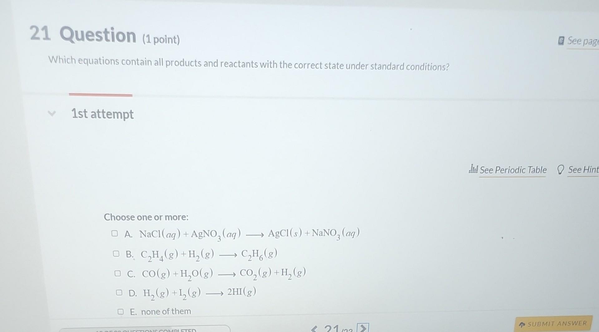 Solved Which equations contain all products and reactants
