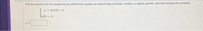 Solved Find The Solution γ(t) By Recognizing The | Chegg.com