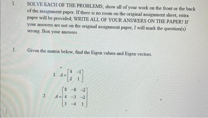 Solved SOLVE EACH OF THE PROBLEMS; show all of your work on | Chegg.com